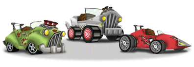 Available karts: Cruiser, Toon Utility Vehicle, and Roadster
